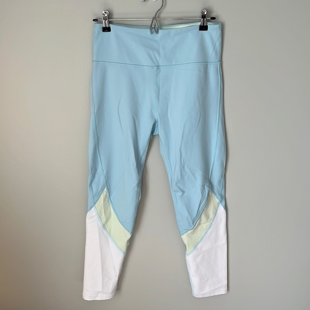 Leggings Light Blue, Green and White Colorblock